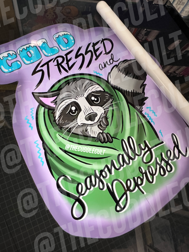 Cold Stressed and Seasonally Depressed Raccoon Sticker