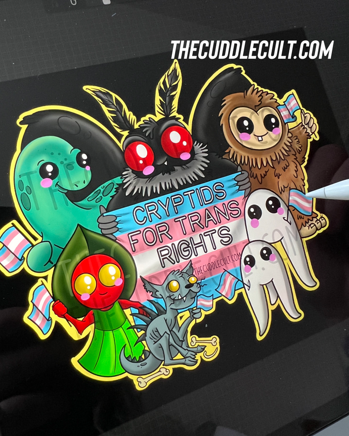 Cryptids for Trans Rights Sticker or Print – The Cuddle Cult