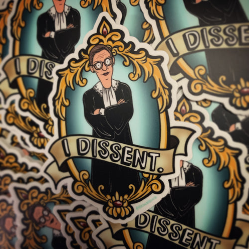 Bobs Burger-fied Ruth Bader Ginsburg I Dissent Sticker