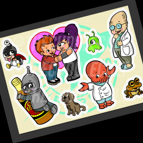 Futurama Kewpie Doll Sticker Sheet