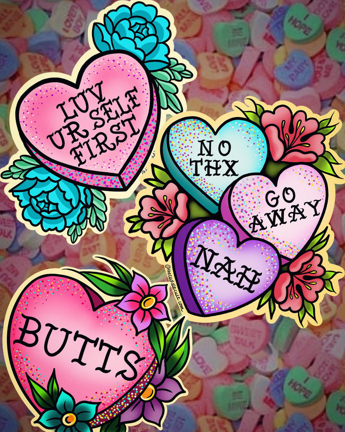 Valentines Conversation Hearts stickers – The Cuddle Cult